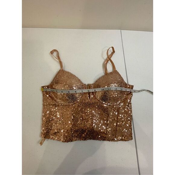 Fashion Nova women’s sequined top peach size medium - Picture 3 of 6